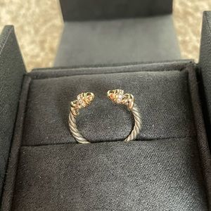 David Yurman Petite Helena Ring- 18k yellow gold dome and pave diamonds.